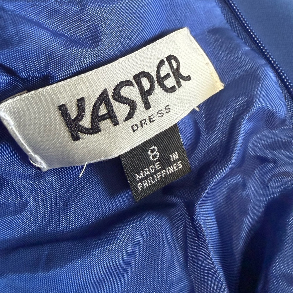 Kasper Cobalt Blue Peplum Button-Front Midi Dress – Belted – Size 8 - Picture 6 of 11